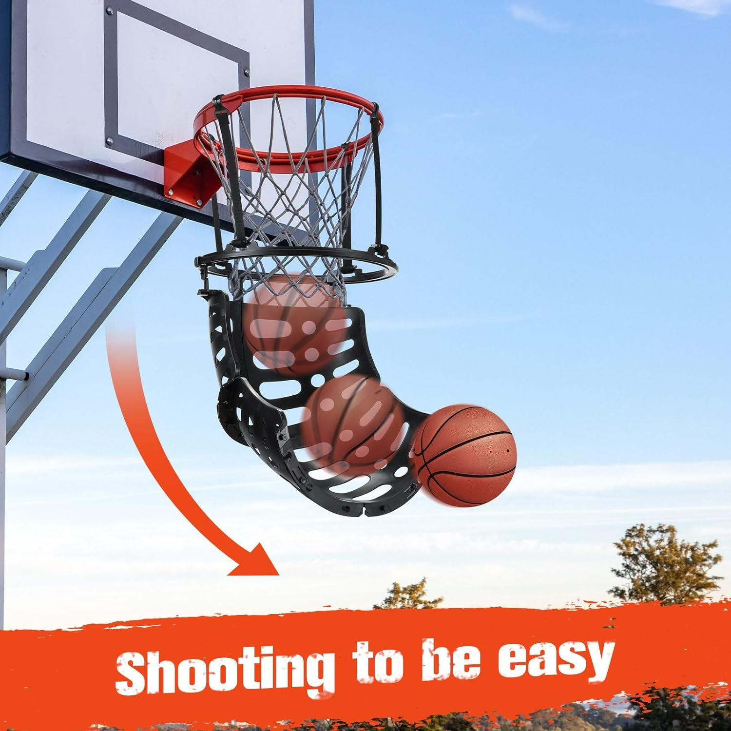 Genki Basketball Return Attachment Solo Training Equipment Set Include Portable 360 Degree Rotatable Basketball Shot Return System Basketball for Youth Adults image number 3