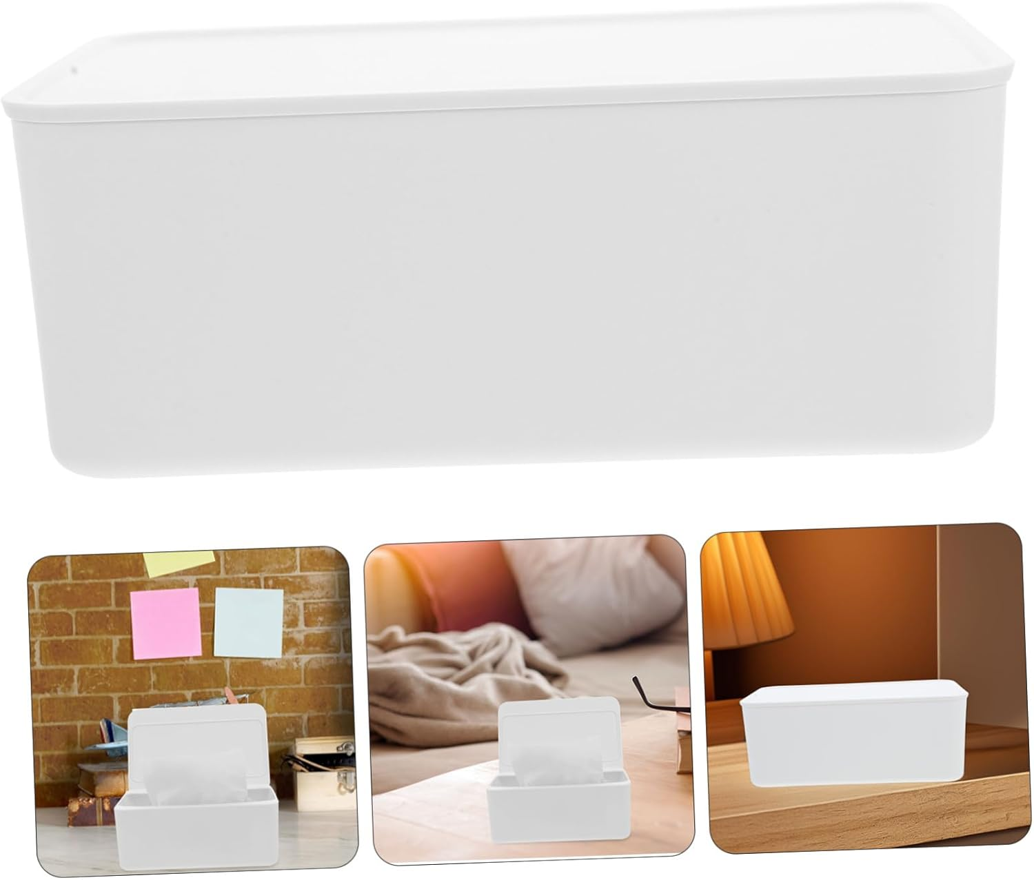 Baby Wipe Dispenser Lid Plastic Storage Box Waterproof Dustproof Wipes Holder for Bathroom and Kitchen White Organizer image number 5