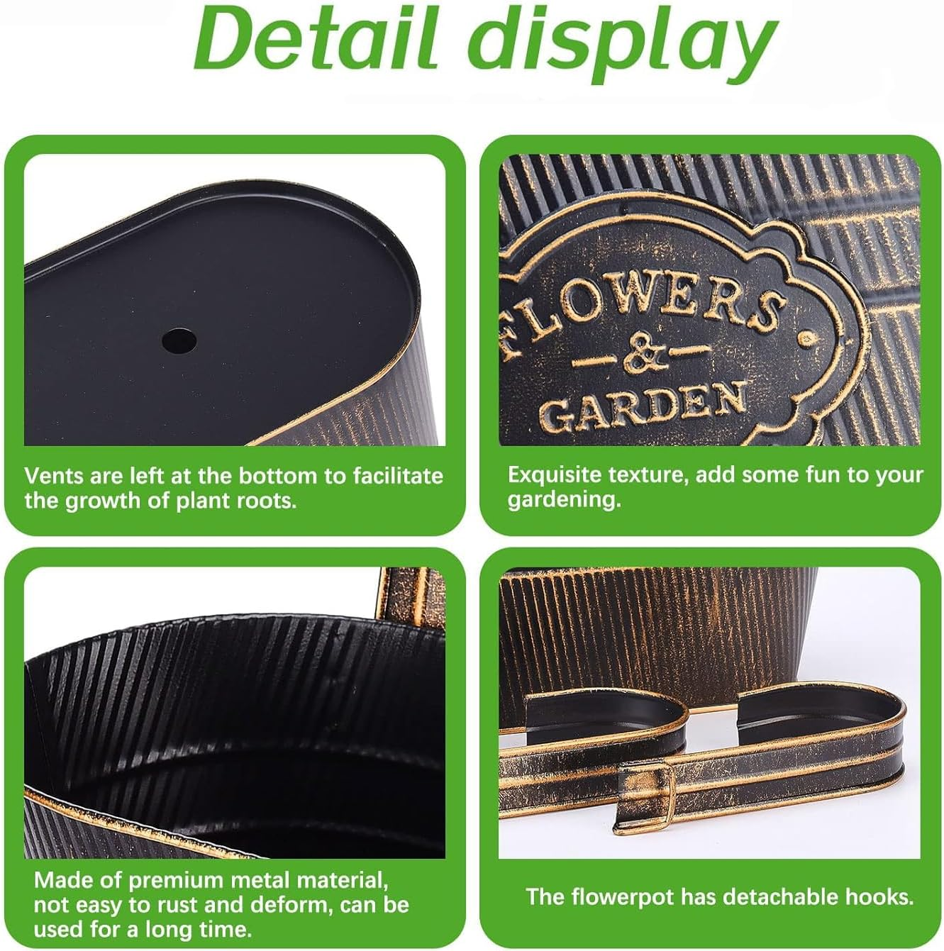 5 Pack Hanging Planters with Hooks, 9Cm Metal Bucket Hanging Flower Pots for Balcony Railing Fence Deck Rail Porch Window Box, Outdoor Garden Planters Basket(Blue) - Blue image number 3