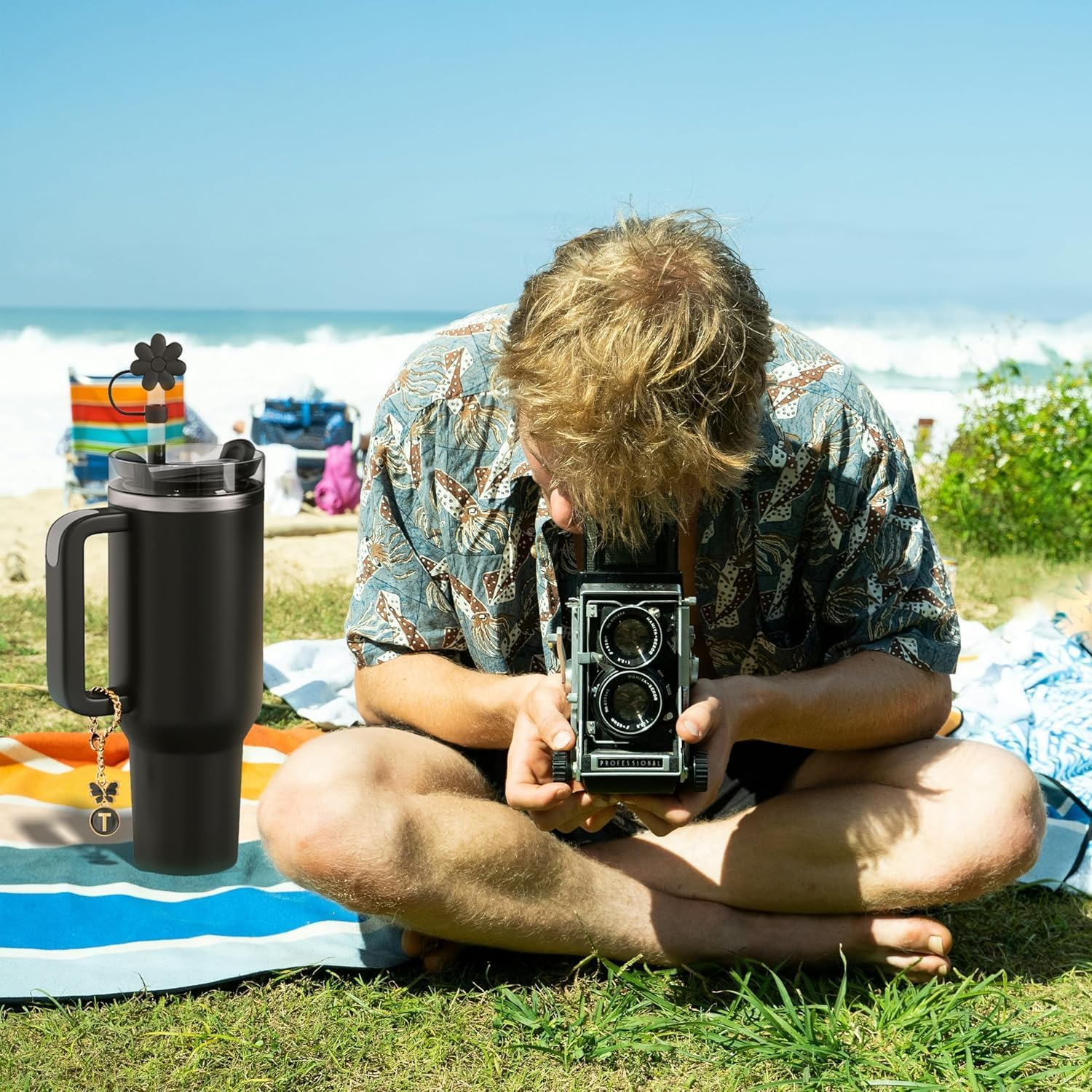 3PCS Straw Cover Cap for Stanley Cup 30&40 Oz 10Mm Reusable Straw Topper with 2PCS Stanley Cup Accessories Butterfly Initial Personalized Letter Charms Name ID Charm for Stanley Tumble (Letter Q) image number 1