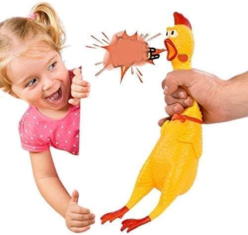 Screaming Chicken Toy &ndash; Super Durable & Funny Squeaky Chicken Dog Chew Stress Relieving Toys (Yellow, 38CM) image number 2