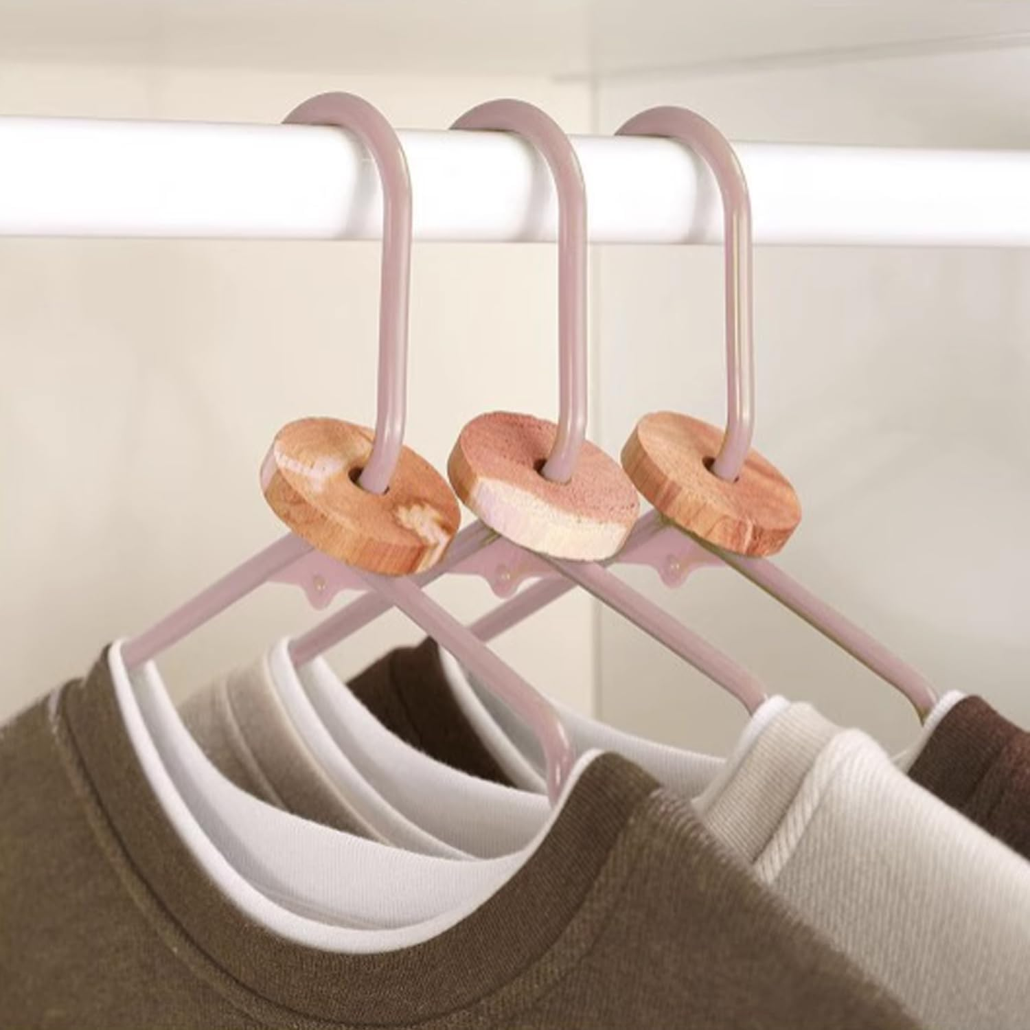 Yotsuba Cedar Rings, 12-Pack Cedar Rings for Clothes Storage - Natural Scented Insect Repellent for Moth Control - Easy to Hang on Hangers - Safe for Clothes, Linen, and Homes (Round Ring) image number 1