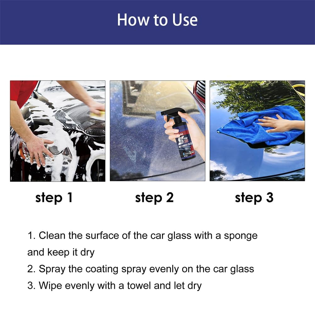 2Pcs Multi Functional Coating Renewal Agent,Car Cleaner Spray,3 in 1 High Protection Quick Car Coating Spray image number 3