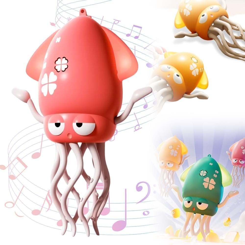 Electric Dancing Octopus Toy, 2025 New Crawling Dancing Automatic Obstacle Avoidance Octopus Sensor Toy,Creative Magic Crazy 8-Leg Action Obstacle with LED Lights & Music,Self-Navigating (A-Yellow)