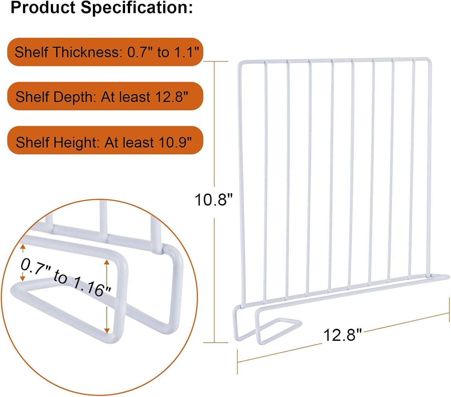Kosiehouse Shelf Divider for Wood Closet, Sturdy Organizer Separator for Storage in Bedroom, Kitchen, Bathroom and Office Shelves, Easy Installation, Set of 8 (Set of 8) image number 2