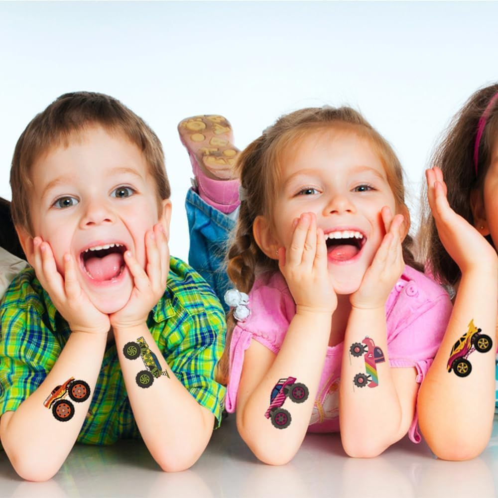 Coehaopike Monster Truck Temporary Tattoos for Party Supplies - 10 Sheets Monster Truck Tattoos for Boys Birthday Party Fake Tattoo Stickers for Boys image number 5