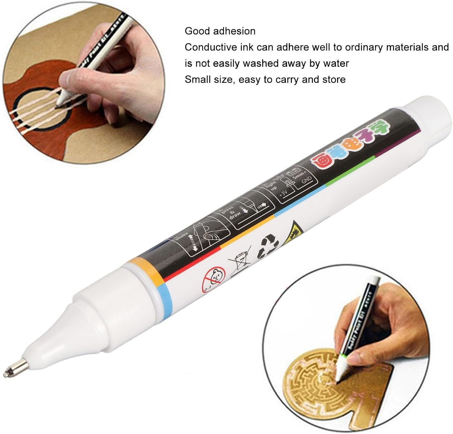 Conductive Ink Pen Experiment Pen 6ML, Durable Adhesion Circuit Repair Quick Drying Portable Conductive Pen for Science Experiment (Gold) image number 4