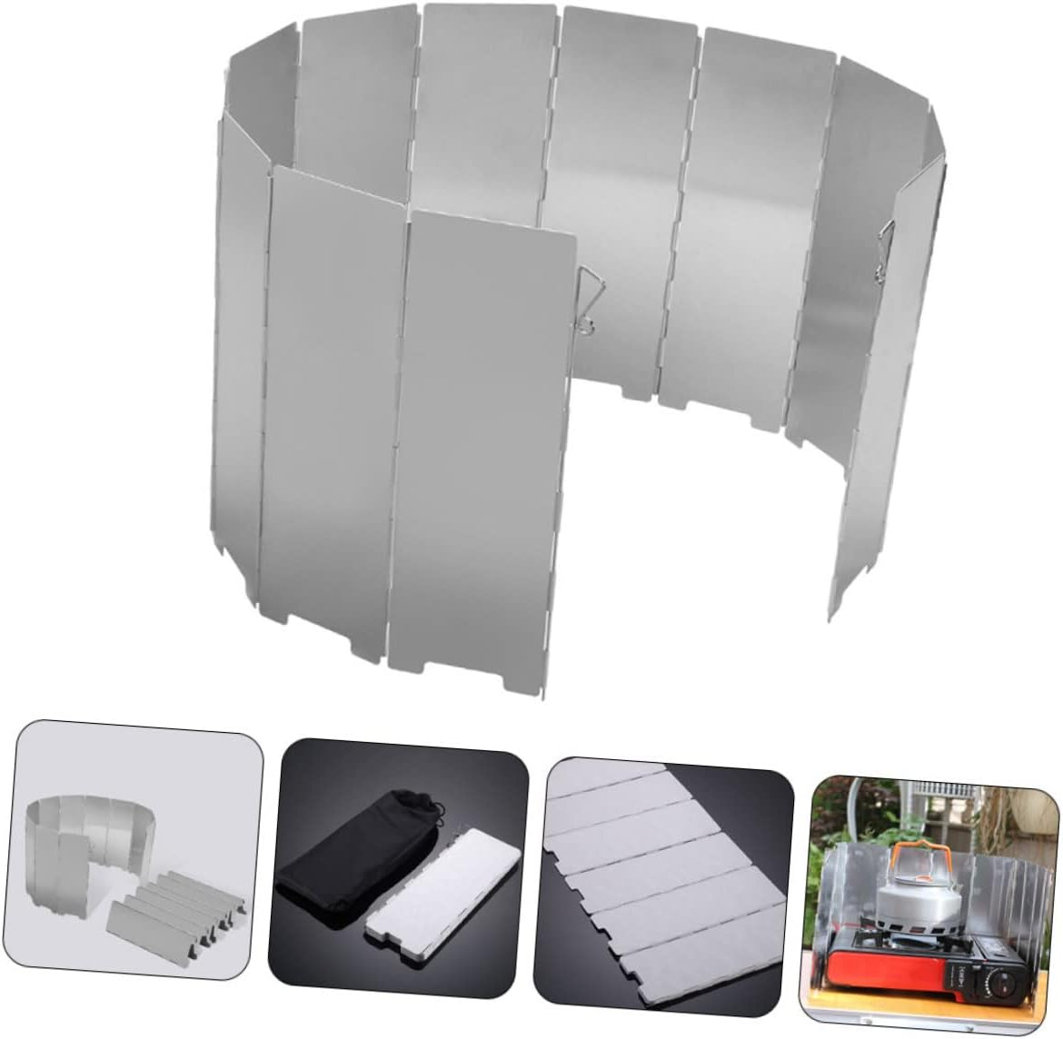 Folding Camp Stove Wind Screen 12Pcs Aluminum Alloy Outdoor Burner Windshield Lightweight Portable Camping Cooker Windscreen for Bbq Picnic Use image number 3