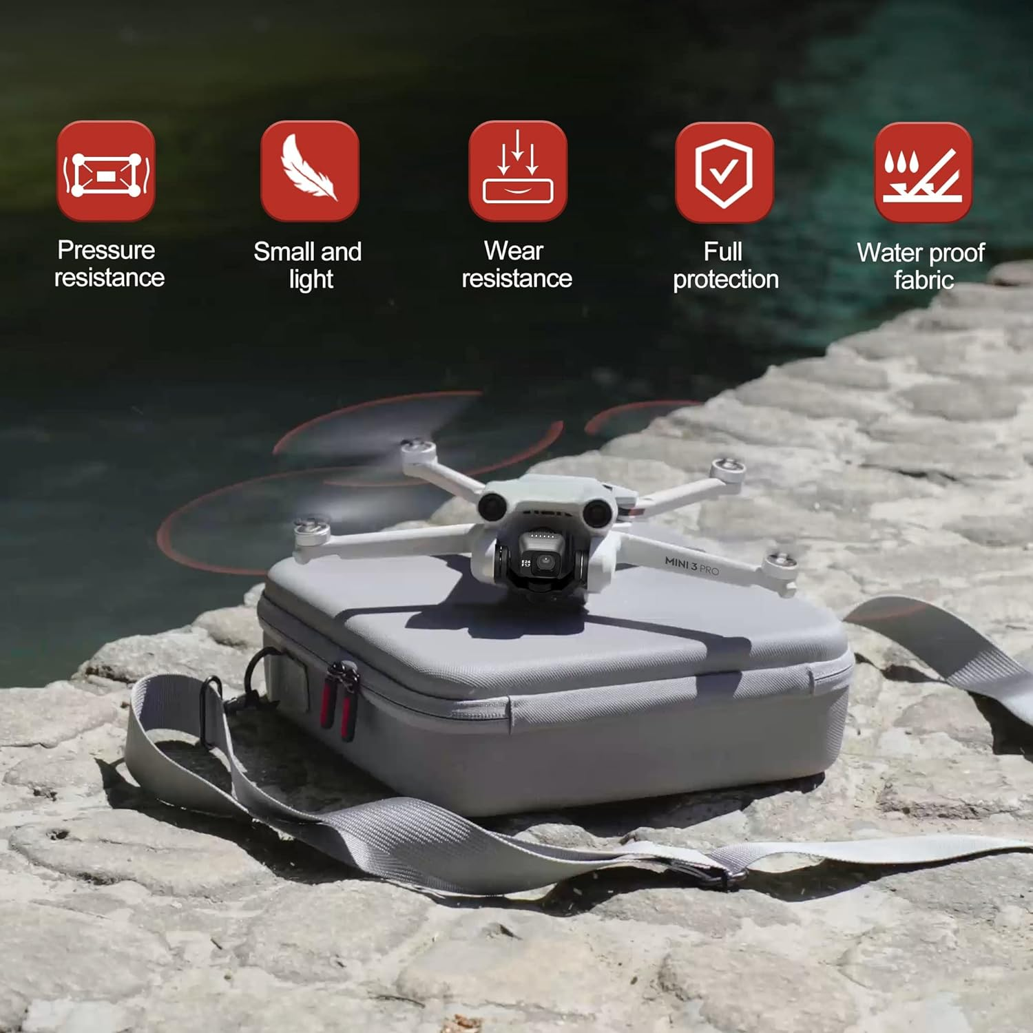 STARTRC Waterproof Case for DJI Mini 3/Mini 3 Pro Case Accessories,Portable Travel Bag for DJI Mini 3 Pro/Mini 3 Fly More Combo(For DJI RC/RC2 Controller) image number 3