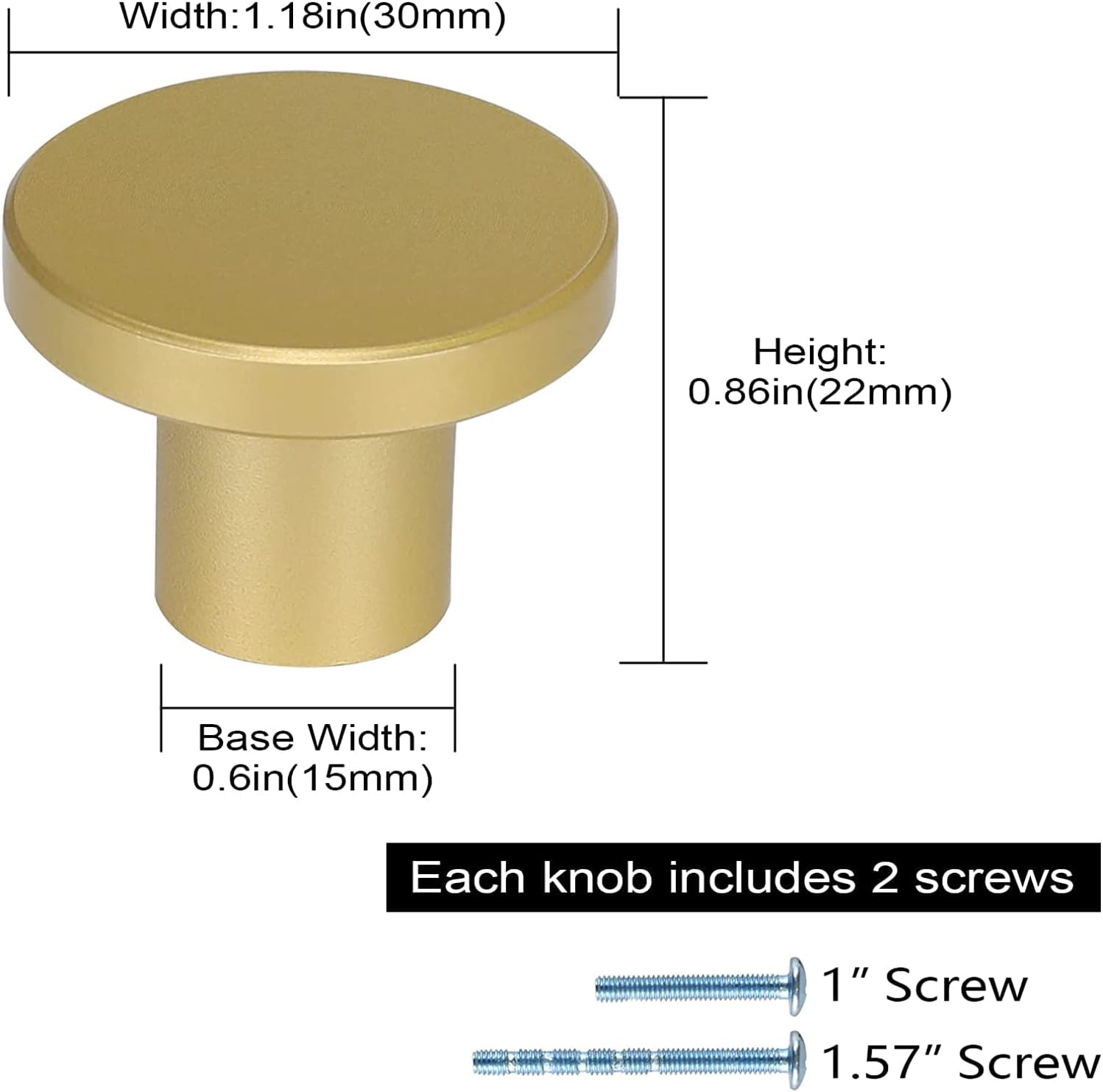 Homdiy 10 Pack round Dresser Knobs Gold Cabinet Knobs, LS7069BB Solid Gold Knobs for Dresser Drawers Brushed Brass Cabinet Door Knobs Modern Kitchen Hardware, 1.18 Inch Diameter image number 5