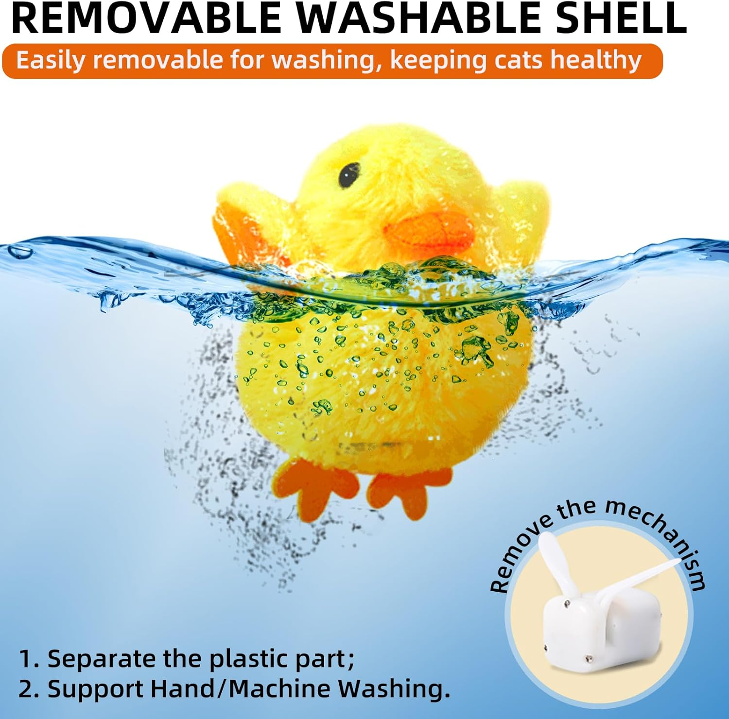 Chirping Duck Interactive Cat Toy, Touch Activated Automatic Kitten Toy with USB, Realistic Duck Quack & Flapping Wings Catnip Toy, Cute Cat Kicker Toy, Cat Exercise Toys for All Breeds