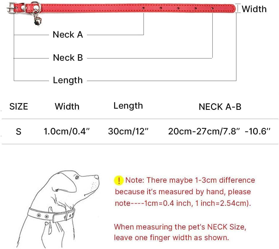 Weforu Dog Collar with Bell, PU Leather Adjustable Kitten Collar for Small Puppy Kitten (Red) image number 4