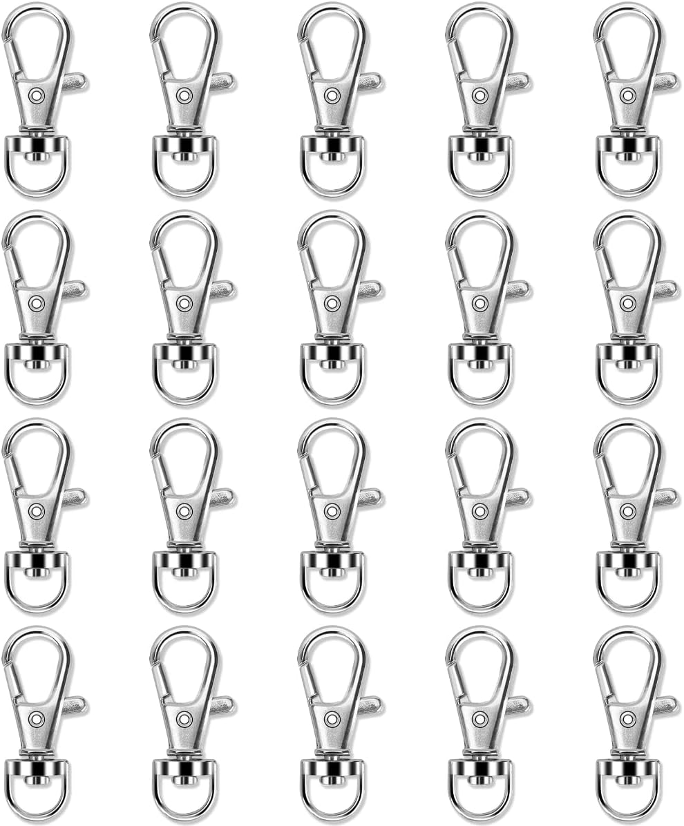 Swivel Snap Hook, 20 Pcs 360&deg; Rotating Metal Carabiner for Key Fob, Backpack, Collar (Silver) image number 2
