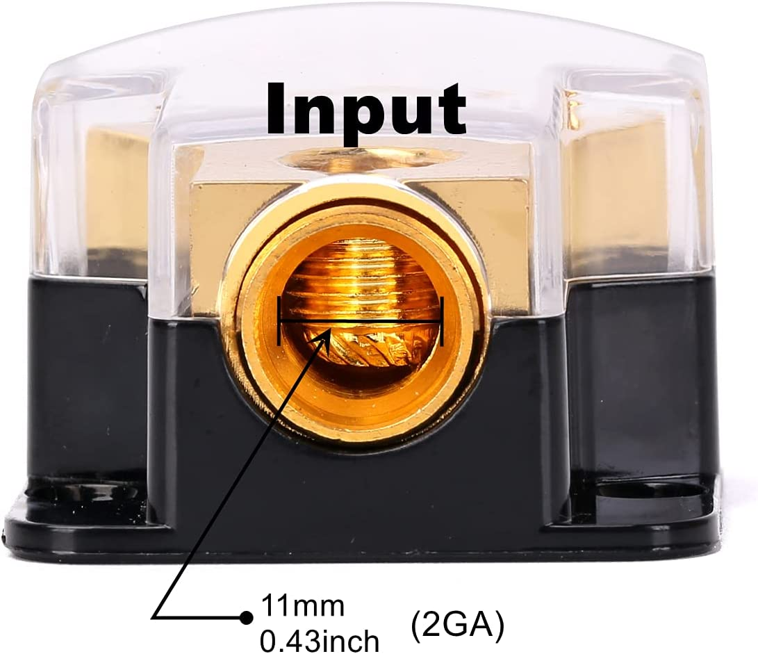 Amp Power Distribution Block 2 Gauge in 4 Gauge Out for Car Audio Splitter Ground Distribution Connecting Block image number 1