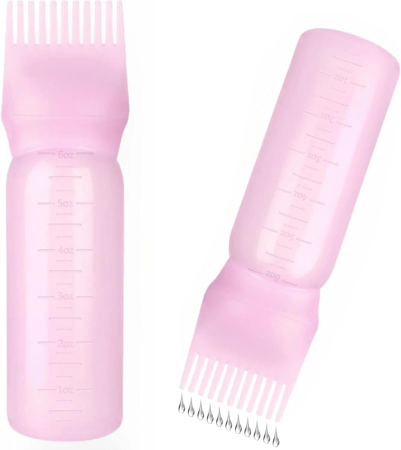 Root Comb Applicator Bottle, Plastic Hair Dye Applicator Bottle with Graduated Scale for Oil, Squeeze Applicator for Easy Scalp Application, Compatible with Various Hair Care Products - Haheihei