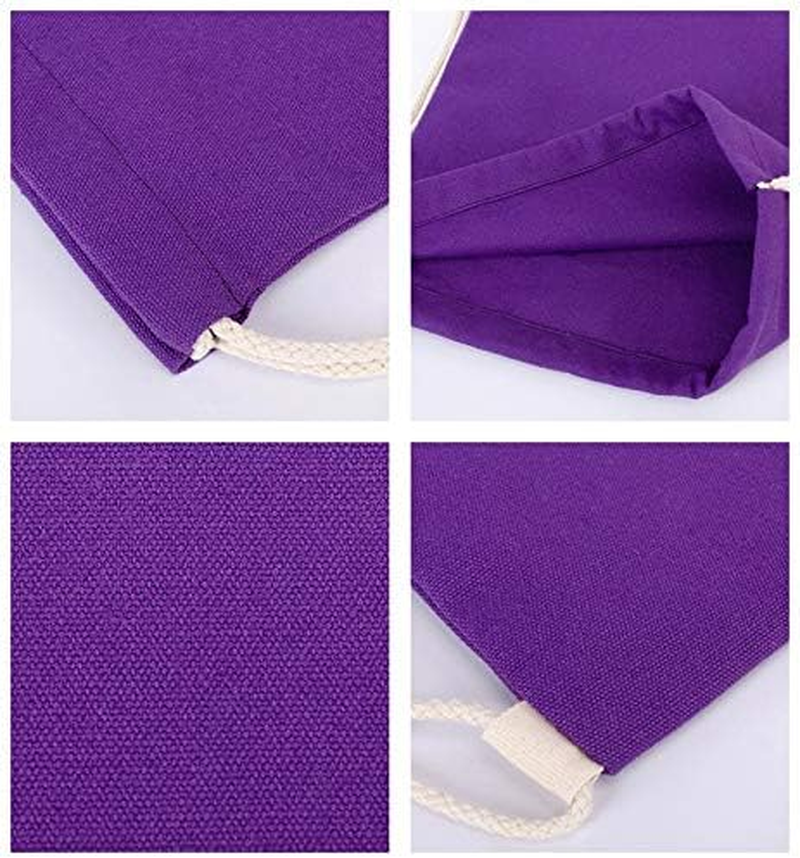 2-Pack Cotton Canvas Drawstring Backpack Gym Sackpack - Black image number 6