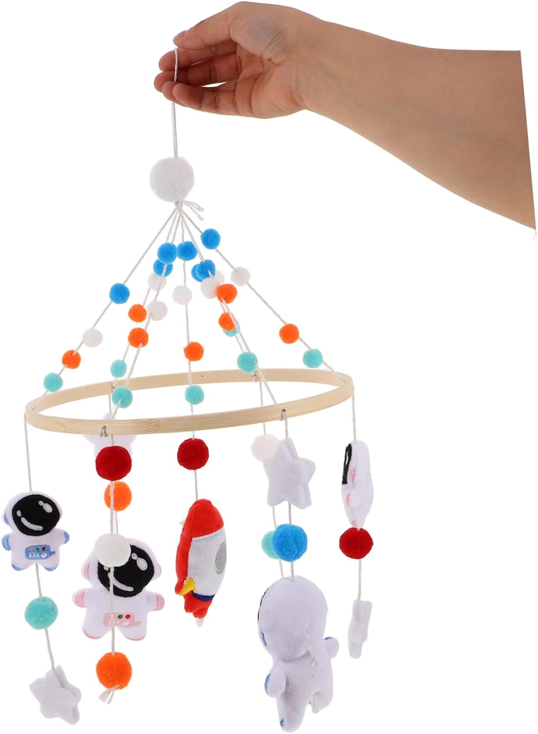 Space Themed Soothing Felt Rocket Astronaut Nursery Mobile for Gentle Sounds Wind Chime for Better Sleep Relaxation image number 6