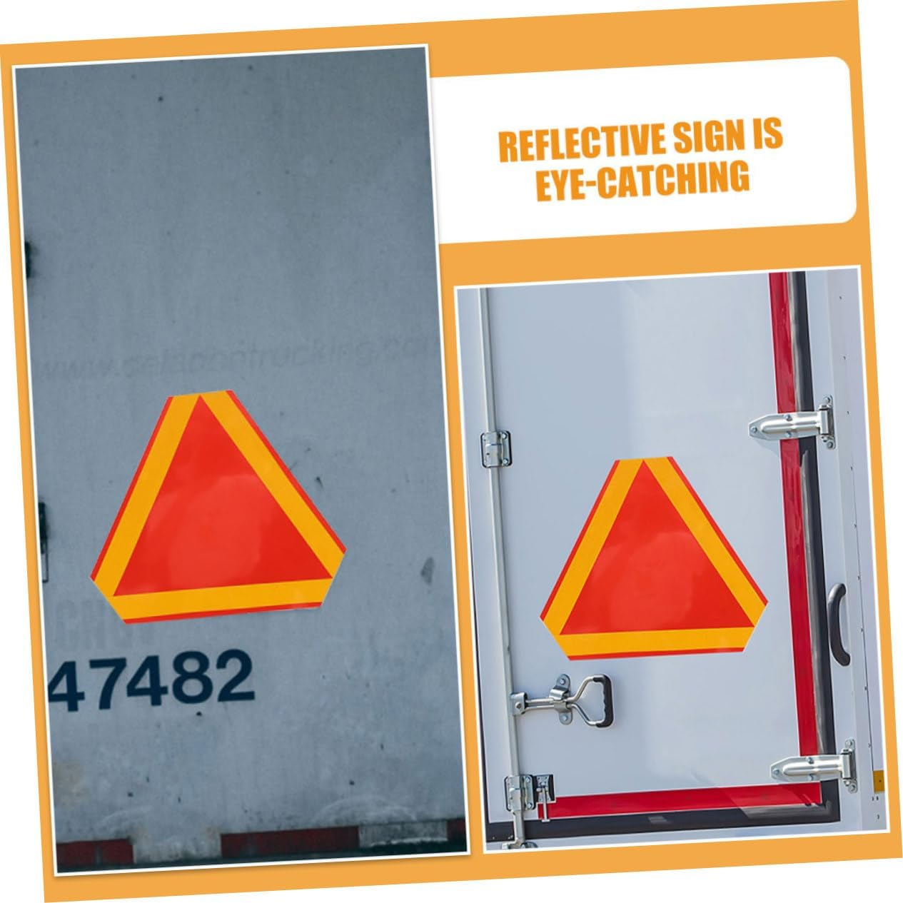 Reflective Warning Triangle Sign with Border High for Slow Moving Vehicles Golf Carts and Tractors Fade Resistant Safety Reflector for Improved Visibility and Easy Installation