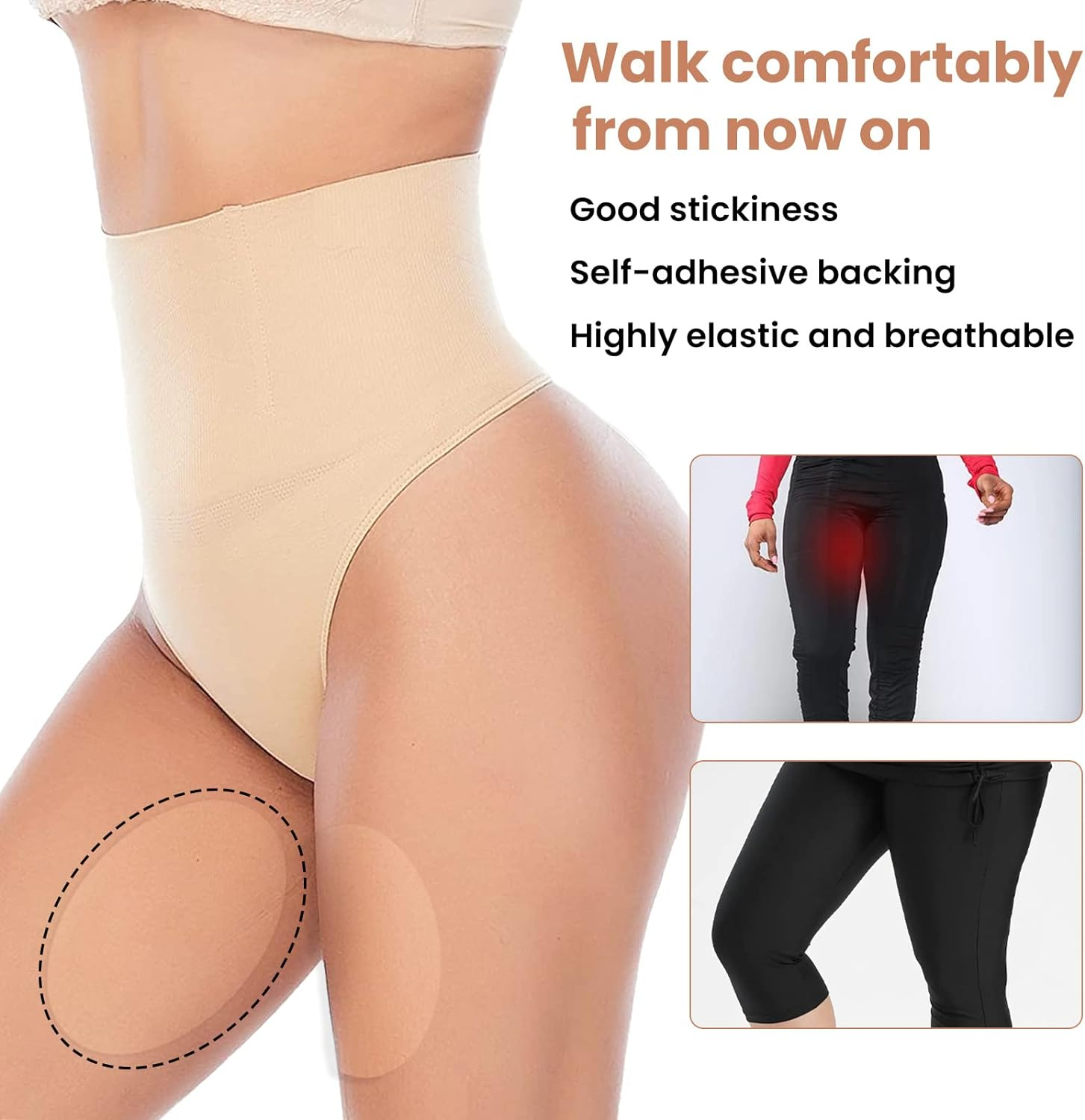 Anti Chafing Friction Pads,For Women Men Inner Thighs Chafe Rubbing Protection Breathable Skin Tape (Curry-12Pcs)&hellip; image number 5