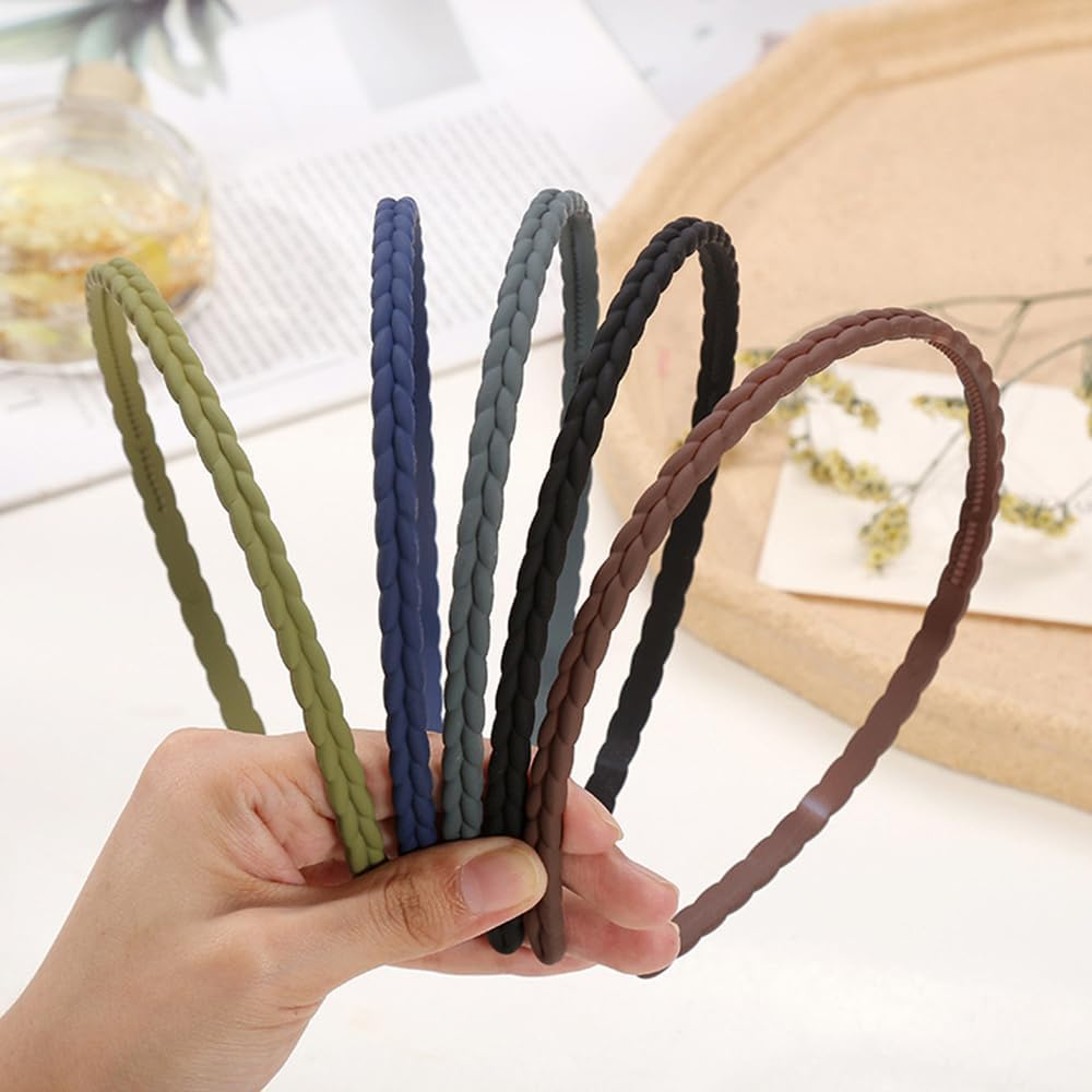 Visxcnu Pack of 6 Thin Hair Bands, Plastic Headbands, Multicoloured Headbands, Plastic for Girls and Women image number 4