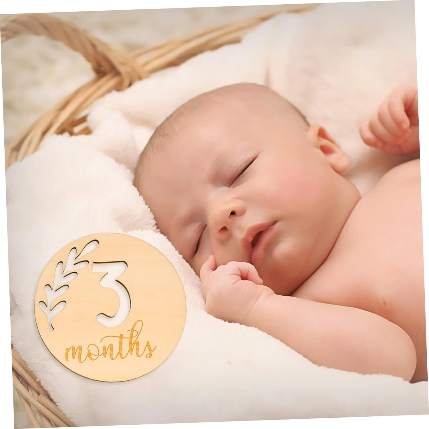 GARVALON 12Pcs Hollowed Wooden Milestone Cards Growth Cards for Newborn Photography Props Monthly for Boy Girl Birthday image number 6