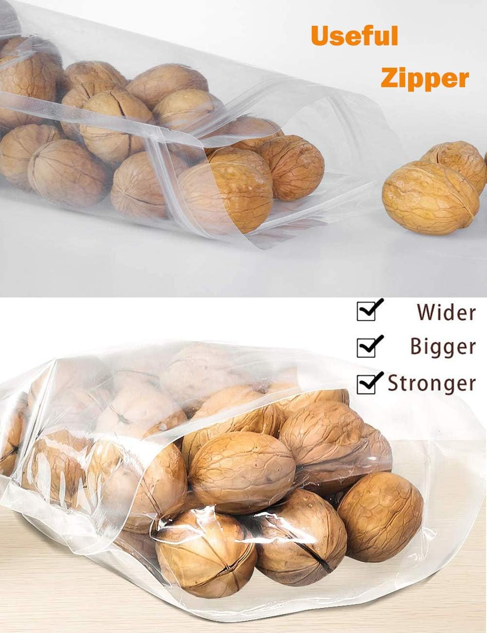 100PCS Lolly Food Bags, 14X20Cm Stand up Clear Pouches, Smell Proof Candy Storage, Reclosable Reusable Zip Lock Containers, Sealable Treat Bags for Snacks Beans Coffee image number 5