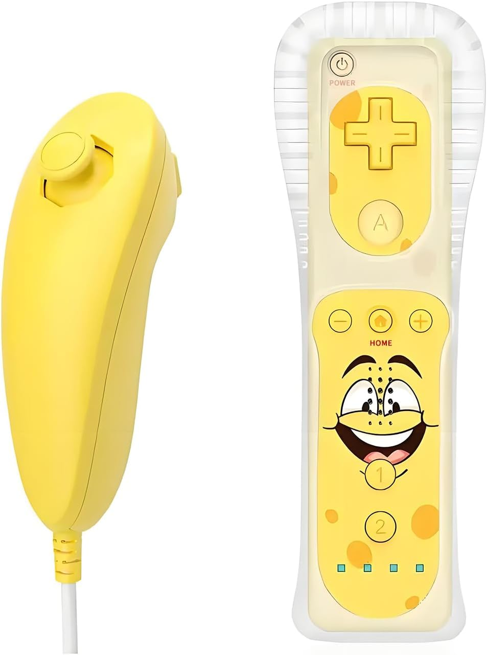 QUMOX Wii Remote Controller and Nunchuck Yellow Compatible for Wii/Wii U Console (Motion plus Not Included) image number 2
