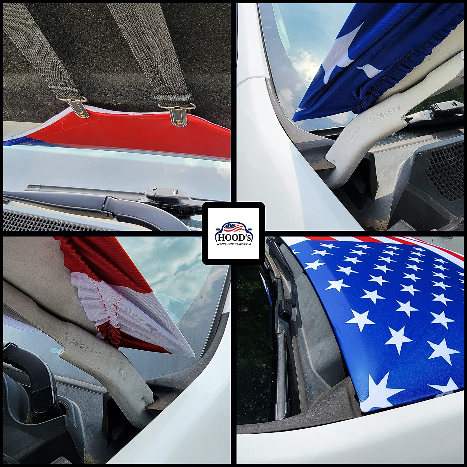 Blackout Australia Flag for Car Bonnet - 120X160Cm Patriotic B&W AU Flag for Car Hood - Premium Sublimation Print Universal Bonnet Fabric Cover + Triangle Fasteners image number 4