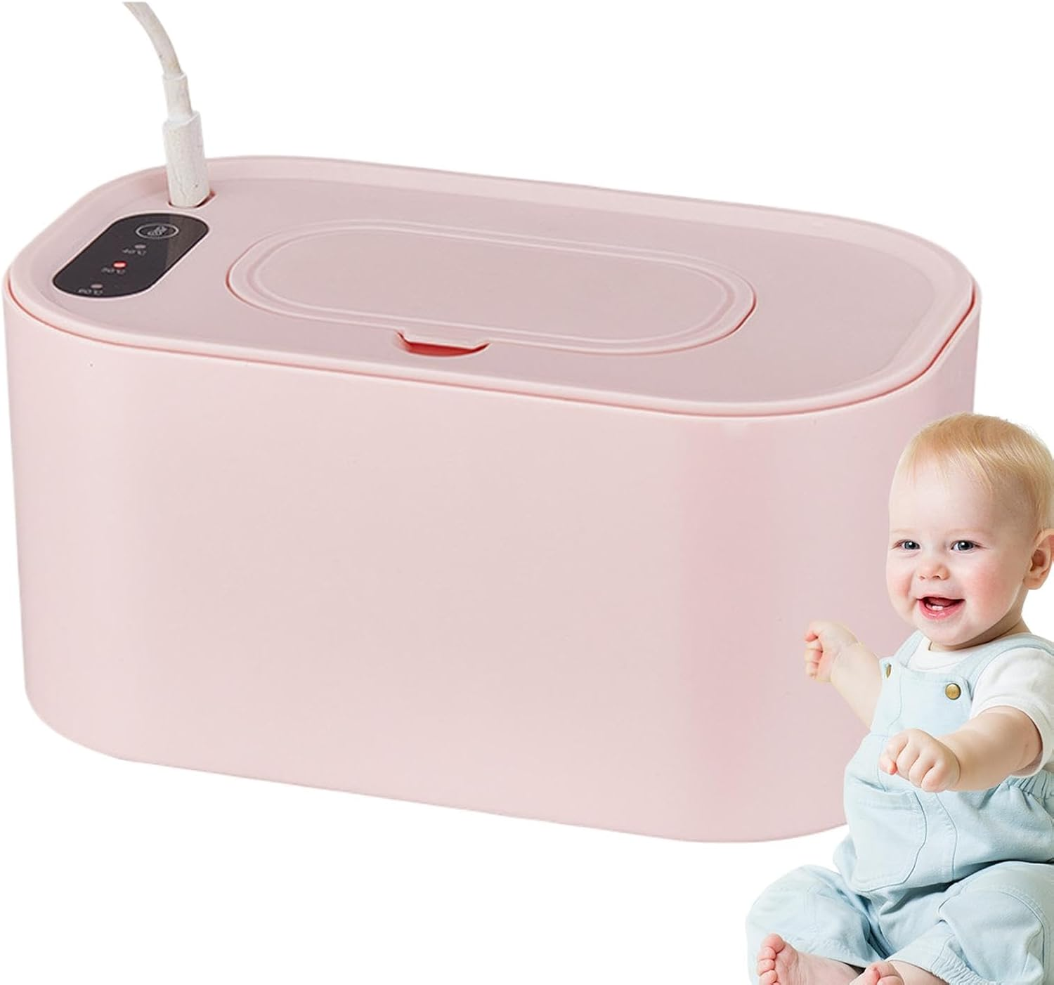 USB Charging Wipe Warmer, Baby Wipe Dispenser with Heat, Travel Baby Wipe Warmer, Even Heating Wipes Box, Wipe Warmer with Temperature Display for Baby Wipes, Home Outdoor Travel Supply