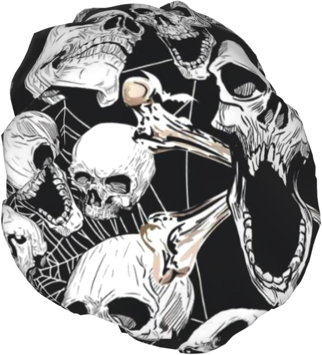 Wurton Skull Background Print Reusable Enviro-Care Shower Cap Soft for Women Double Waterproof Layers Showe Cap