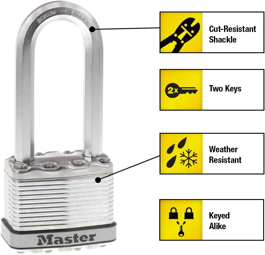 Master Lock Padlock, Magnum Laminated Steel Lock, 2 In. Wide, M5XTLJ (Pack of 2-Keyed Alike) image number 6