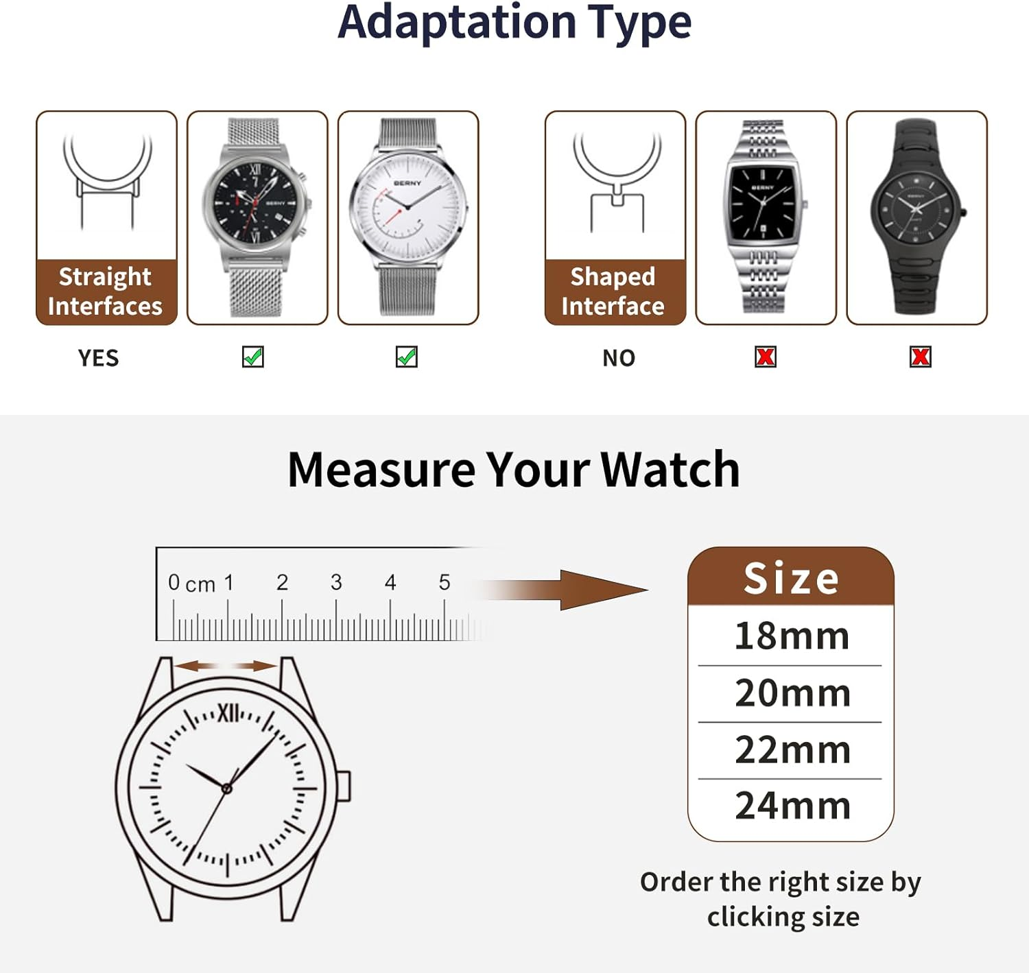 BERNY Stainless Steel Mesh Watch Band for Mens Women Quick Release Adjustable Milanese Watch Straps Thick Heavy Duty Metal Bracelet with Safty Clasp Black Silver 18Mm 20Mm 22Mm 24Mm image number 6