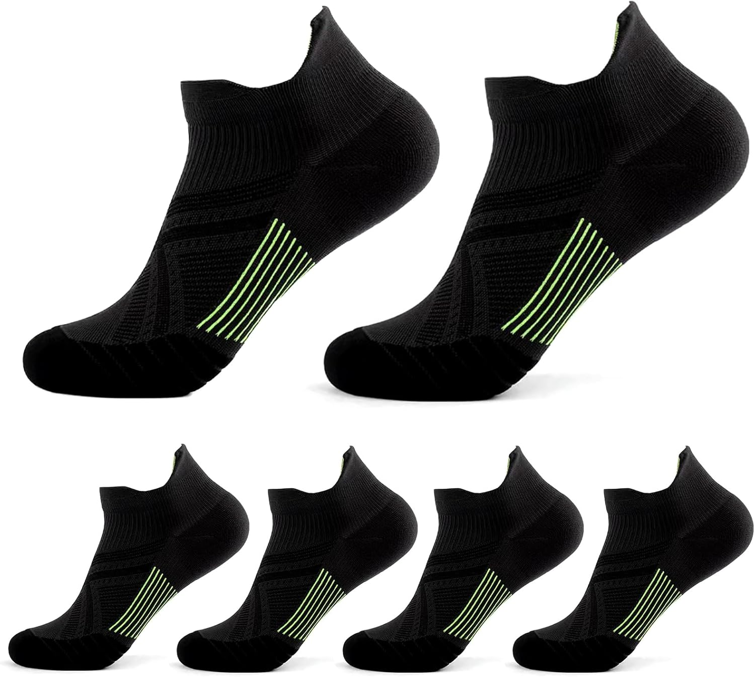 6 Pair Compression Sport Running Socks for Women Men, Seamless Cushion Plantar Ankle Support Socks, High Elastic Nylon Compression Socks, Soft Football Pressure Socks, Breathable Socks image number 3