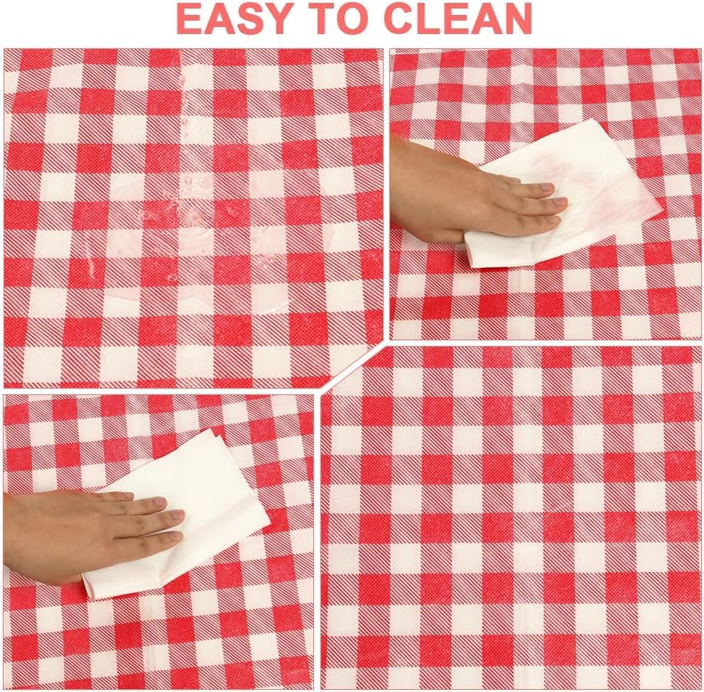 Extra Large 200X200Cm Picnic Blanket, Foldable Waterproof Mat for Camping, Beach, Park, Family & Outdoor Enthusiasts, Lightweight Portable with Carry Handle, Red/White Grid Design image number 5