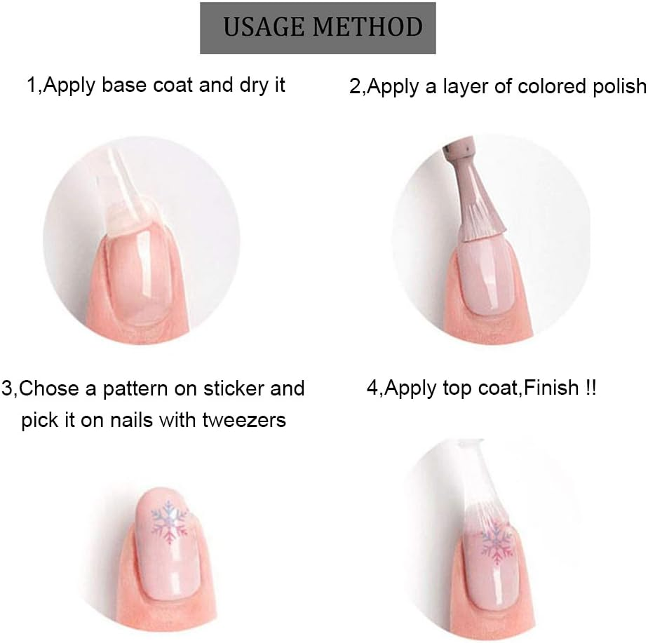 WOKOTO 90Pcs Self-Adhesive 3D Design Nail Art Sticker Colorful White Black Flower Fingernail Decals Nail Art Decoration Decals with 1 Pcs Anti-Static Tweezers image number 5