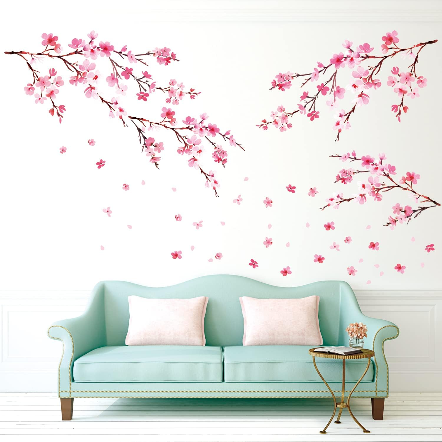 DECOWALL Cherry Blossom Tree Wall Stickers &ndash; Pink Flower Branch & Petal Decals for Kids Bedroom, Nursery, or Living Room Decor (DS12-2003P1903) image number 4