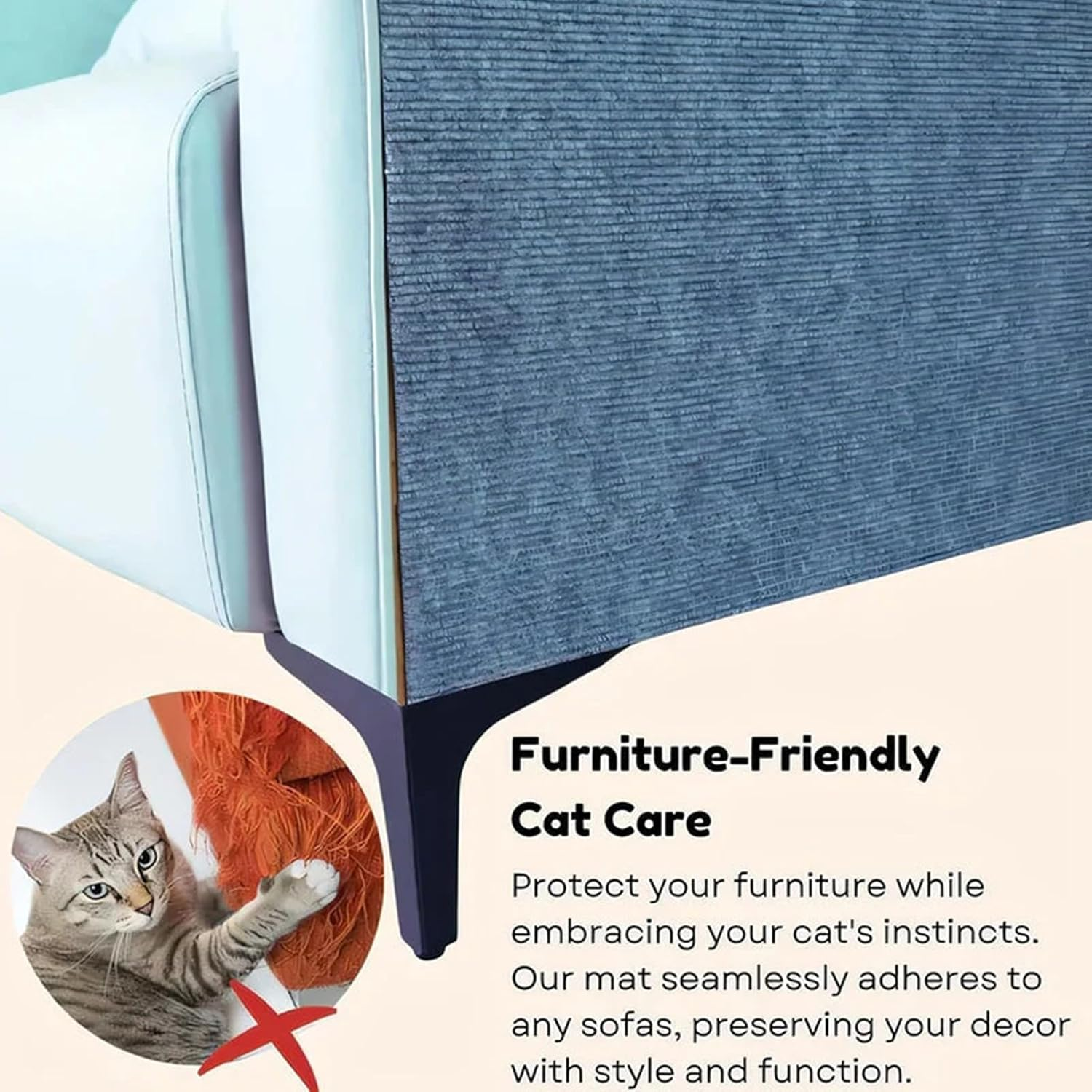 Cat Scratch Mats | Trimmable Cat Mat Cratching Carpet - Flat Scratcher, Carpet Pad Replacement for Posts, Furniture, Tree Shelves, Wall image number 5