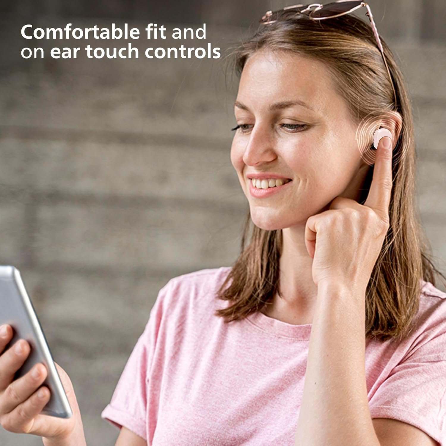 Philips TAT1209PK Wireless Bluetooth Earbuds - Small Earbuds, Great Value, Natural Sound with Dynamic Bass, Clear Calls and Pocket Size Charging Case - Pink - White image number 6