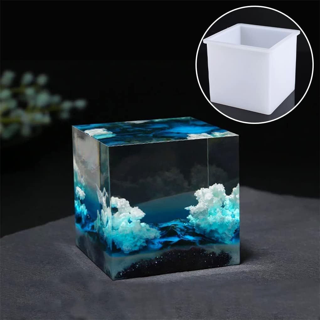 Fineinno Square Resin Mold,Geometric Cube Silicone Molds for Resin, Deep Epoxy Resin Molds for DIY Craft, Flowers Preservation, Home Decoration (Cube Resin Mold) - Ocean Animal Fillers image number 5