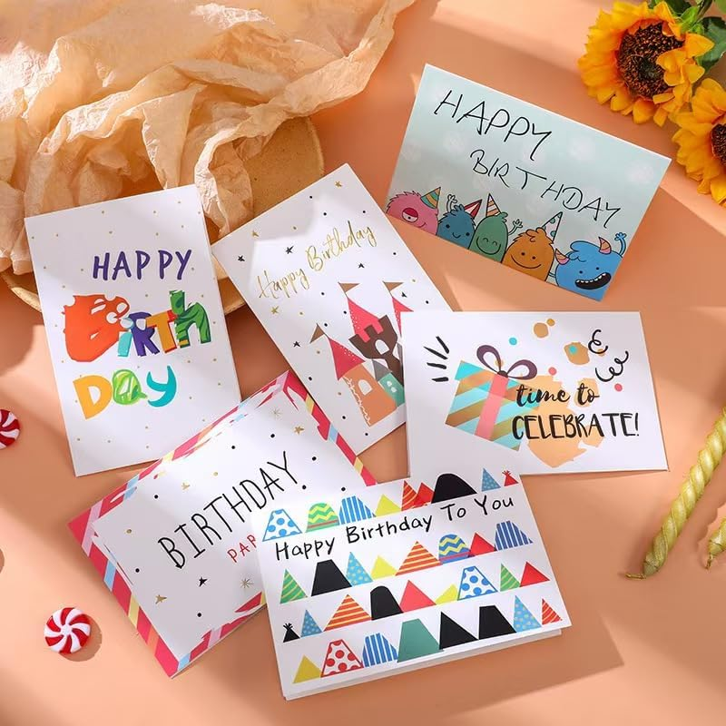 GZZYPZ Birthday Cards Assortment，36Pcs Cards with Envelopes and Stickers,Congratulation Card Best Birthday for Husband Wife Mother Father Children Boys Girls image number 2