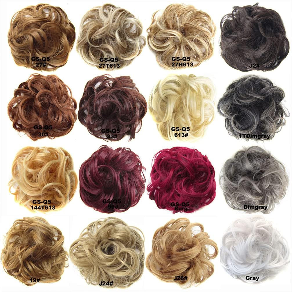 OSALADI Messy Hair Bun Hair Scrunchies Extension Donut Chignons Scrunchie Curly Wavy Hairpiece for Womens Hair (27H613)