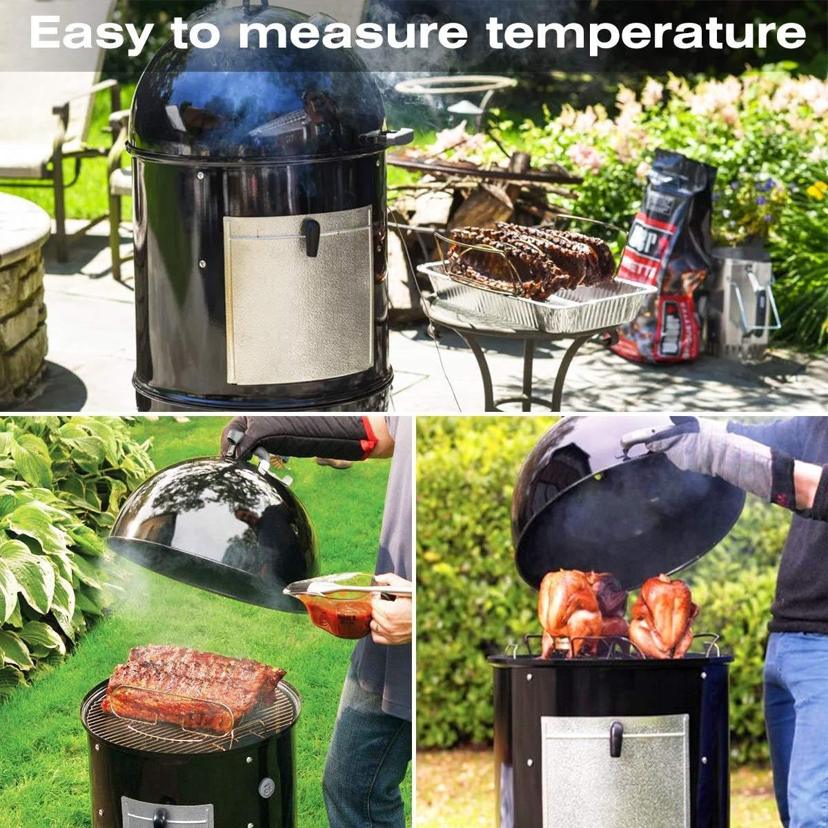 BBQ Thermometer Grommet Kit (4 Pack) - High Temp Silicone Probe Port Seal for Weber Smokey Mountain 14"/18"/22" - Replacement Grill Accessories image number 6