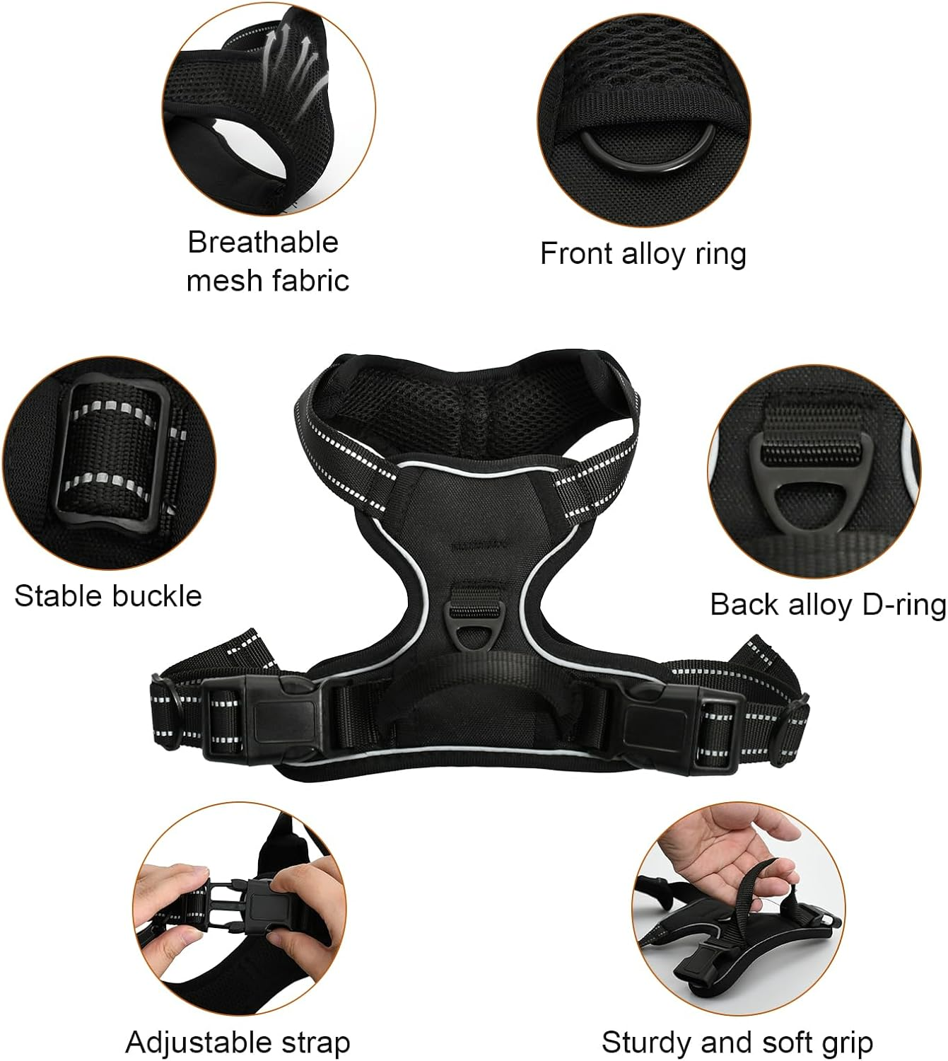 Safe Dog Harness and Cat Harness with Lead, Adjustable Harness for Small, Medium and Large Dogs, Escape Proof Cat Harness with Cat Lead (S) image number 6