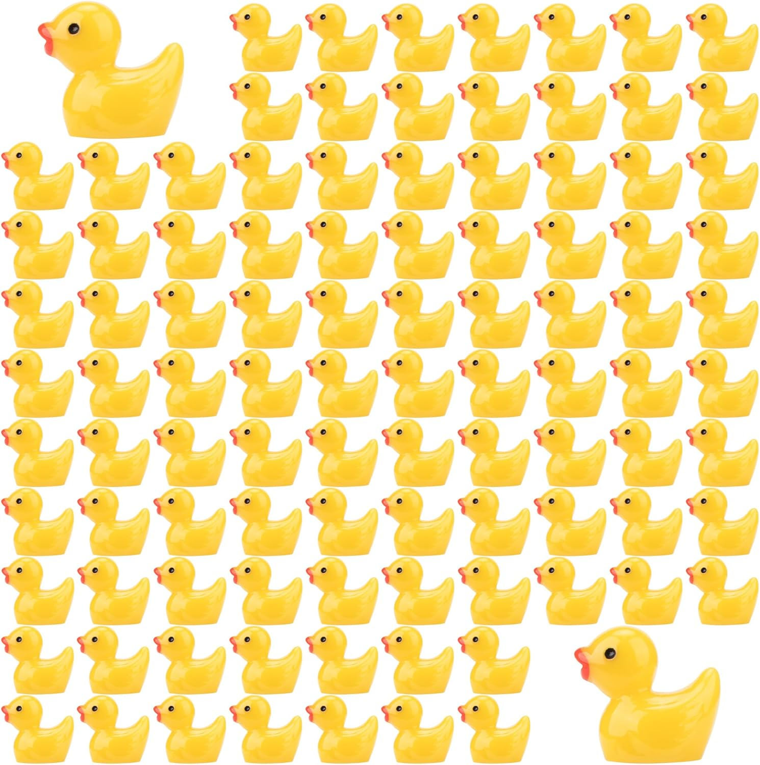 YUNAI Mini Resin Ducks 100 Pcs, Yellow Tiny Ducks with Jelly Glue, Mini Figurines in Bulk for Activity Little Ducks to Hide Prank Game Miniature Dollhouse Aquarium Potted Decorations DIY Craft Toys image number 3