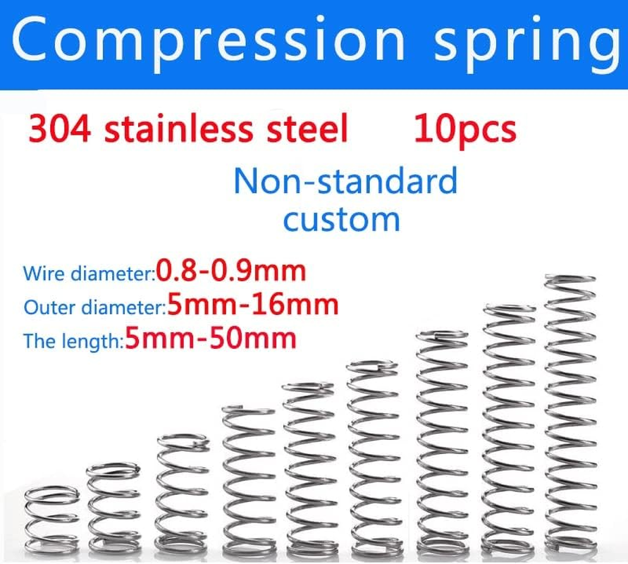 10Pcs 304 Stainless Steel Compression Spring Thickness 0.8Mm 0.9 Mini Springs Household Maintenance Tools Hardware Accessories (Color : 30Mm, Size : 16Mm) image number 1