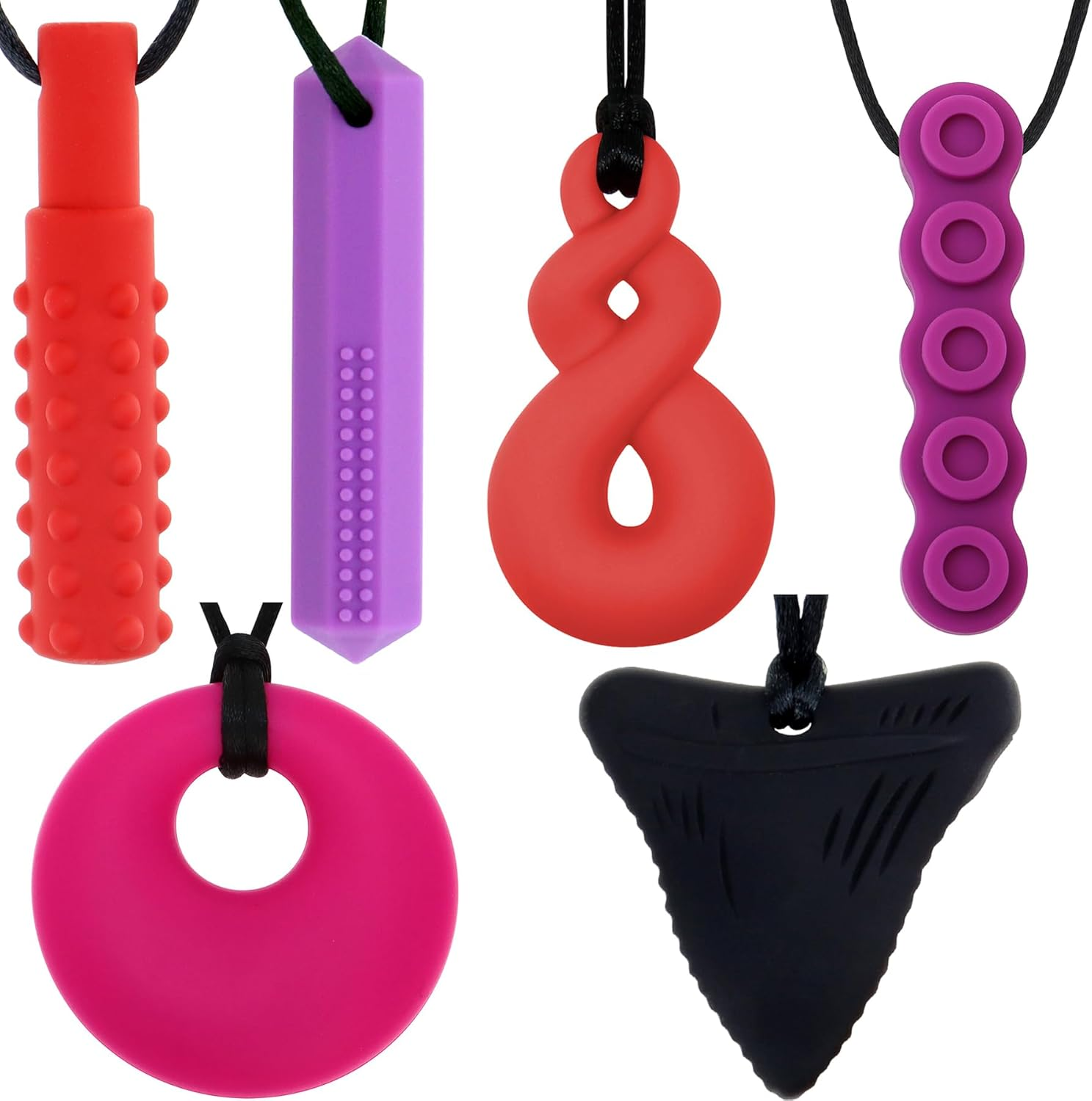 Chewy Necklace Sensory Toys for Autism | Silicone Chew Necklaces for Kids & Adults | Reduce Anxiety, Fidgeting, and Stress (Style 3)