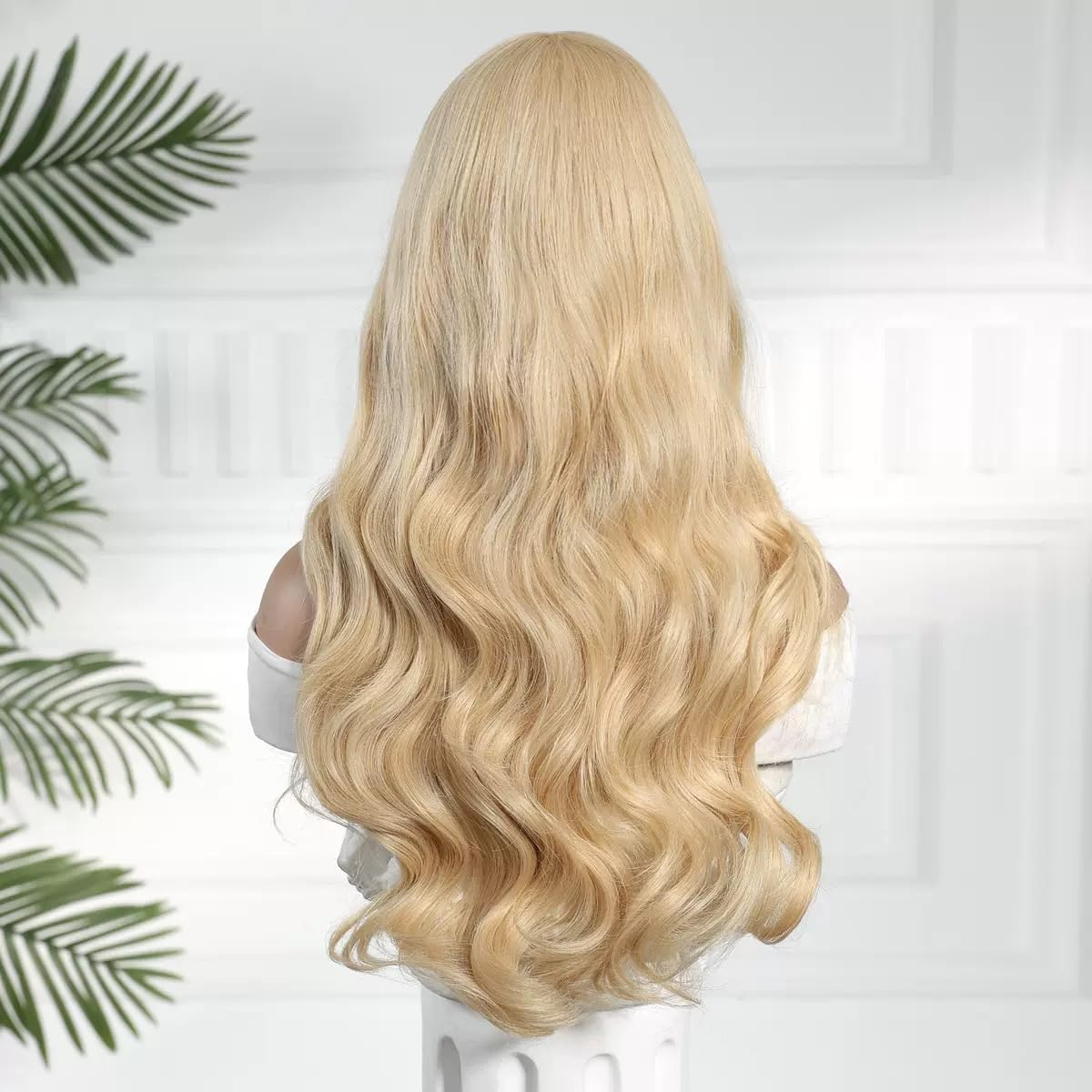 Long Natural Wave Wavy Blonde Synthetic Wigs for Women, Heat Resistant Fibre, Natural Looking with Middle Part image number 2