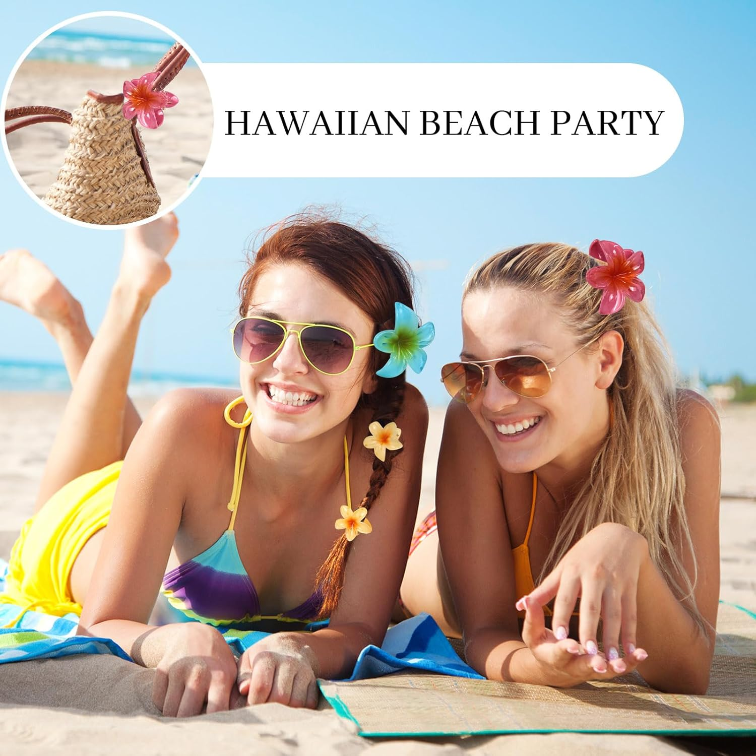 Kavya Plastic Flower Hair Clips, Pack of 12, Multicoloured Acrylic Hair Clip, Women'S Non-Slip Hair Clips, Elegant Hair Accessories