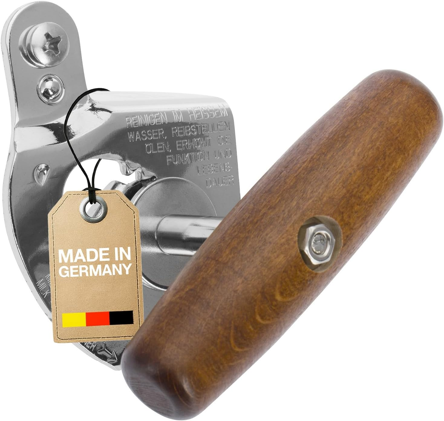 Westmark Set of 3: 1 Professional Can Opener Titanium + 1 Spare Blade + 1 Spare Drive Wheel, Steel/Wood/Steel Lacquered, Silver/Brown/Black, 122422E6 image number 1