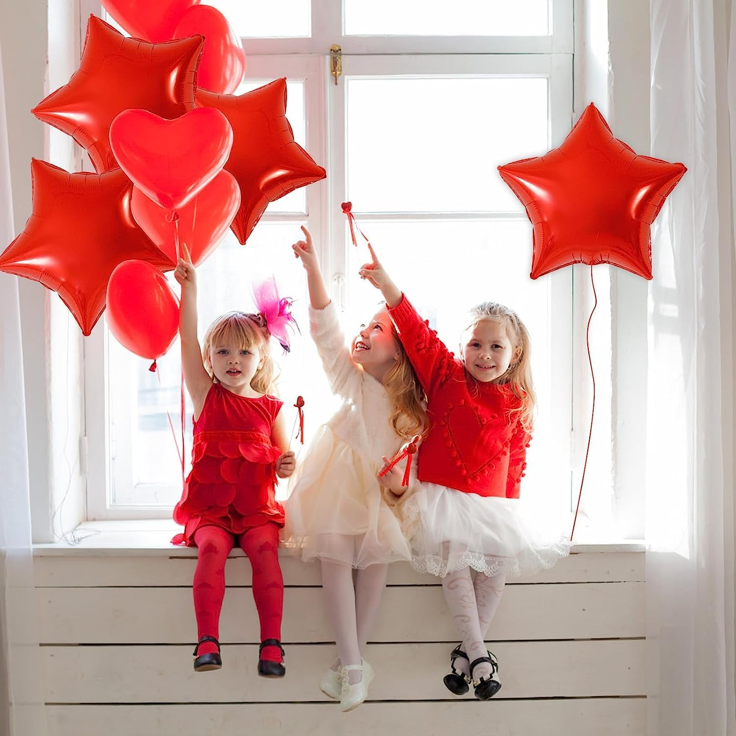 18" Star Balloons Foil Balloons Mylar 10Pcs Balloons for Baby Shower, Gender Reveal, Wedding, Magical Prom or Engagement Party Decoration (Red) - Blue image number 2